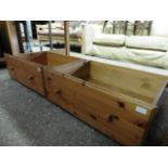 2 pine wheeled Ducal under bed drawers