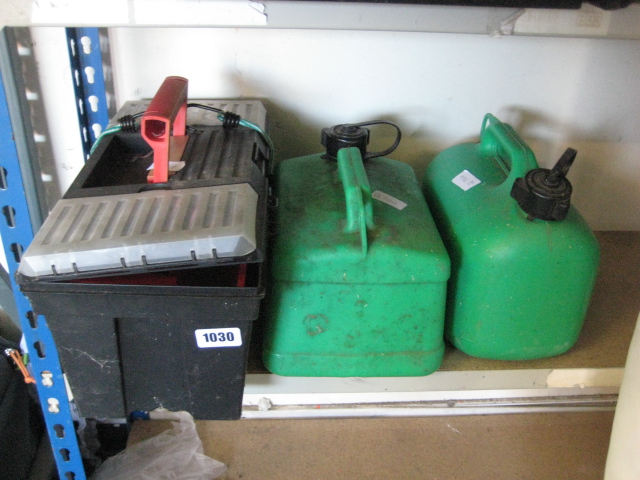 Toolbox and 2 small jerry cans