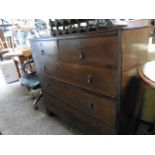 (2158) Oak chest of 2 over 3 drawers with bracket feet