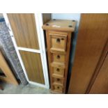 Rustic pine narrow chest of 5 drawers