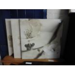 (2140) 3 pieces of large flower wall art
