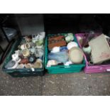 3 crates of crockery, glassware, vases, etc.