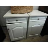 2 white finish bedside cabinets with drawers