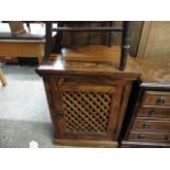 African hardwood cabinet with lattice door