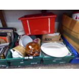 3 crates of crockery, pots and sundries