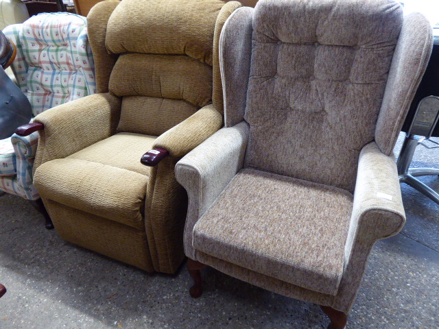 2 wing back easy chairs