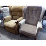 2 wing back easy chairs