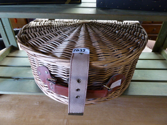 Demilune wicker picnic basket and contents
