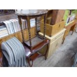 Mahogany centre table and similar dark oak occasional table