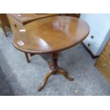 Oval top single pedestal occasional table