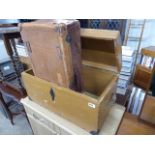 Lidded trunk and vintage suitcase
