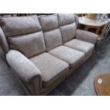 Brown upholstered 3 seater sofa