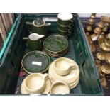 Crate of various cups, saucers, teapot, etc.