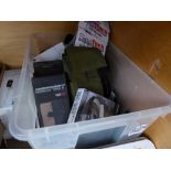 Crate of various Sony Smart Watch, fishing accessories, etc.