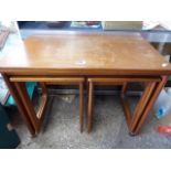 (2098) Teak nest of 3 tables