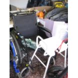 Foldable omer wheelchair with white walker stool