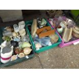 (2345) 3 trays of vases, ornaments and bric a brac