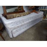 Patterned single divan bed with pull out guest bed and 2 mattresses