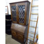 Dark oak bureau bookcase