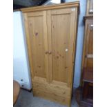 Pine wardrobe with 2 drawers to base