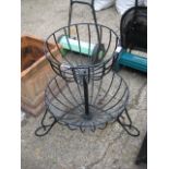 2 tier metal flower basket stand