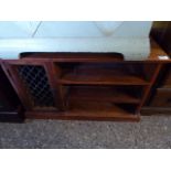 Mexican pine TV stand with lattice fronted cupboard