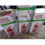 3 small Kidd multi purpose fire extinguishers