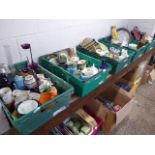 5 crates of ceramics, ornaments, figures, bags, etc.