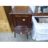 Mahogany inlaid coal basket with small circular occasional table