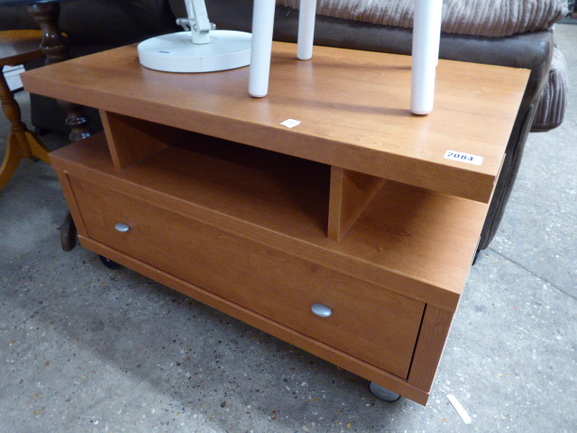 Maple effect single drawer TV stand