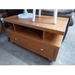 Maple effect single drawer TV stand