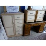 Beech effect bedroom suite comprising 5 drawer storage unit and 2 matching bedsides