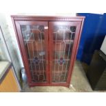 Mahogany finish glazed 2 door bookcase