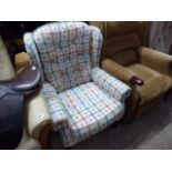 Patterned upholstered easy chair