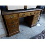 Leather top twin pedestal office desk