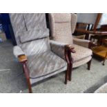 2 upholstered easy chairs