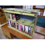 Shabby green painted open front bookcase