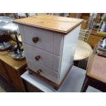 Pine and white 3 drawer bedside