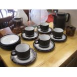 Hornsea brown tea set with Hornsea Bronte sugar bowl