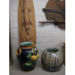 2 earthenware vases