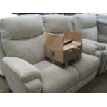 Beige upholstered 2 piece suite comprising 2 seater sofa and armchair