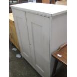 White painted 2 door cabinet with key