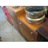 Teak chest of 3 drawers and oak chest of 4 drawers