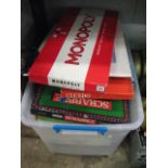 Large box of board games incl. Monopoly, Scrabble and Cluedo