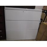 (2459) 3 drawer large white filing cabinet