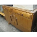 Oak mid century sideboard with 2 drawers over cupboard