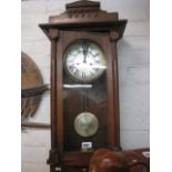 Oak cased pendulum wall clock