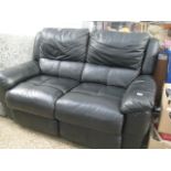 Black leather 2 seater sofa