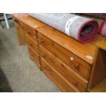 Pine bedroom chest of 3 drawers with matching 3 drawer dressing table