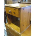 Pine bedside unit with drawer